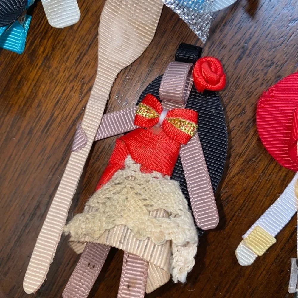 Custom Handmade Disney Princess Ribbon Hair Clips Bow Lot Ariel Cinderella